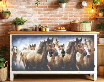 Wild Horses Decoupage Paper: Farmhouse Furniture Upcycling, Rustic Wall Decor