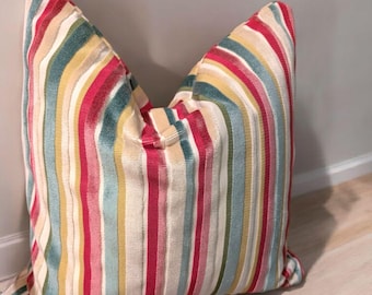 Handcrafted Striped Velvet Pillow Cover: Modern Home Decor (20x20 inches)