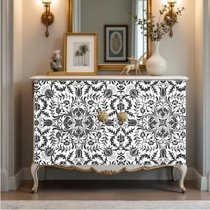 Elegant Damask Decoupage Paper: Transform Furniture with Style and Charm. DIY Furniture Makeover Essential. Gorgeous Damask Decoupage Pape