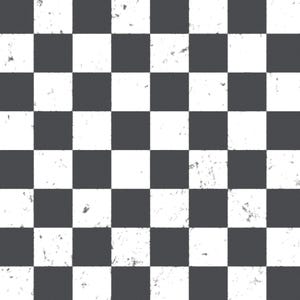 May include: A distressed, checkered pattern in black and white. The design features a grid of alternating squares, with a worn, textured appearance. This pattern is suitable for various design applications, including backgrounds and decorative elements.