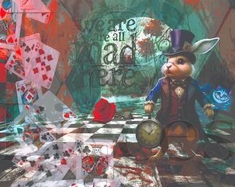 Carta per decoupage a tema Alice nel Paese delle Meraviglie, carta velina per lavori creativi fai da te