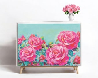Groot decoupagepapier met bloemen voor zelf meubelen. Dit bloemendecoupagepapier is het perfecte tissuepapier voor boerderijdecorstijl en kunst.