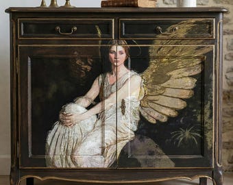 Vintage Angel Decoupage Paper, Large Rice Tissue, Furniture Upcycling, Home Decor, Artistic Embellishments, Ethereal Vintage Charm