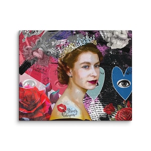 Queen Elizabeth II Art Print Portrait of Queen | British Royal Family Canvas Wall Decor | Modern Home Office Artwork | Fade-Resistant Gift