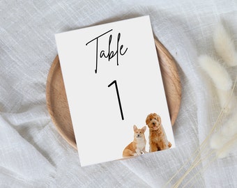 Spersonalizowany szablon numeru stolika dla zwierząt, minimalistyczny design (edytowalny w serwisie Canva)