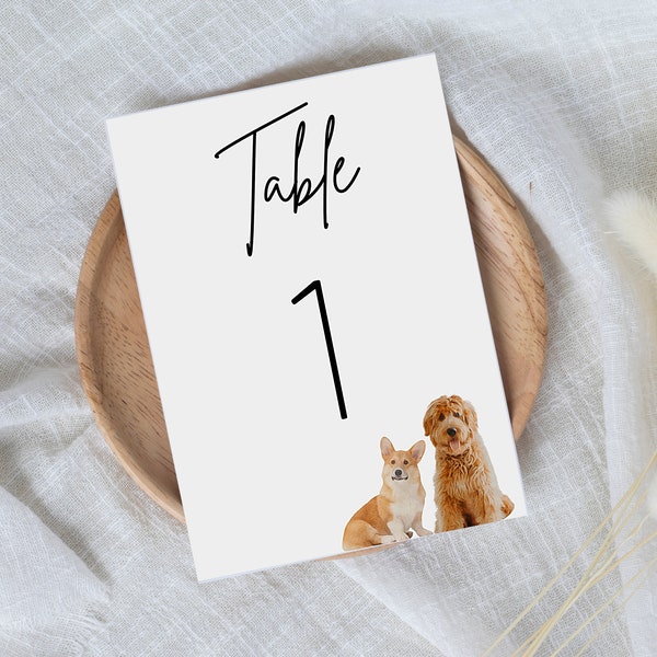 Minimalist Table Number Template,  Personalized Pet Table Number, Table Number Template With Pet, Table Number Template, Table Numbers
