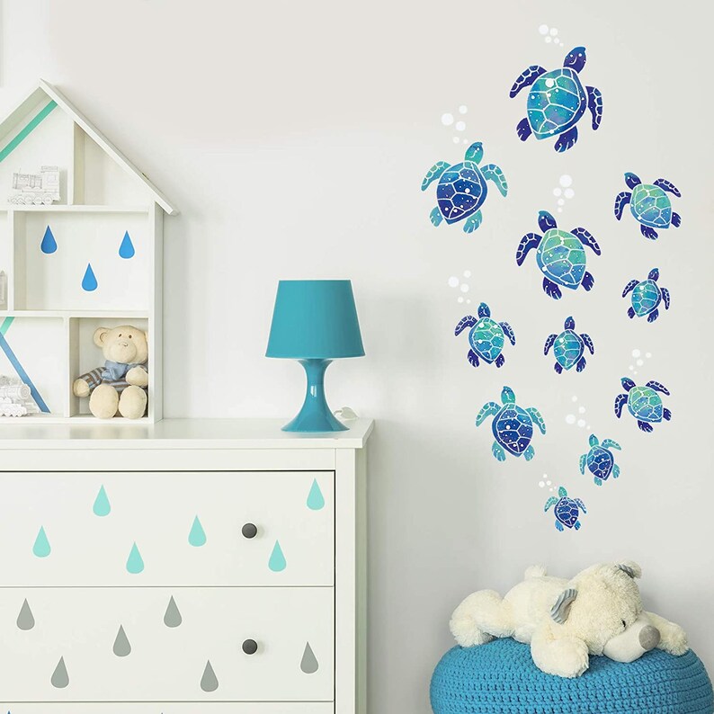 12 Pieces Sea Turtle Wall Decals Turtle Vinyl Stickers Etsy