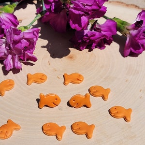 Goldfish Cracker Stud Earrings | Handmade Polymer Clay Teacher Gift