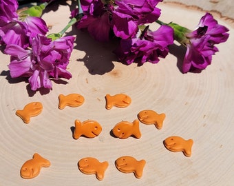 Goldfish Cracker Stud Earrings | Handmade Polymer Clay Teacher Gift