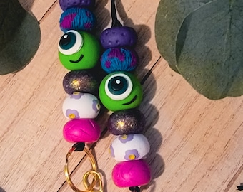 Leuk sleutelkoord met monsterkleikralen | Leraar cadeau waardering