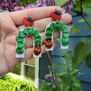 Book Inspired Earring | Clay Earrings | Teacher Appreciation Gift Ideas | Very Hungry Caterpillar