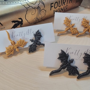 Fourth Wing Gift Dragon Studs Clay Earrings | Riders Quadrant Accessories | Dragon Earrings | Book Lover Earrings | Polymer Clay Earrings