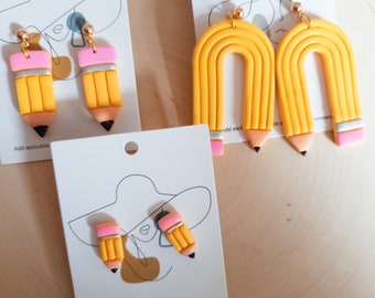Teacher Pencil Earrings | Teacher Clay Earrings | Teacher Appreciation Gift Ideas