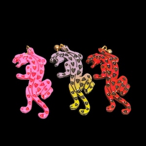 Valentine's Day Earrings / Clay Earrings / Jewelry Gifts for Her / Heart Clay Earrings / Leopard/ Panther Clay Earrings / Love Earring