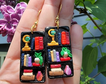 Bookshelf Dangle | Bookcase Earrings | Polymer Clay Earrings | Summer Earrings | Booklovers | Gift ideas