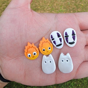 Ghibli Stud Earrings / No Face Earrings / Ghibli Earrings / Anime Earrings/ / Gift for Her/ Him / Polymer Clay Earrings