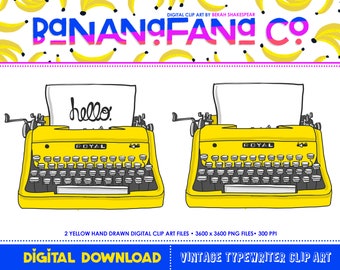 DIGITAL • Vintage Typewriter ClipArt | Yellow