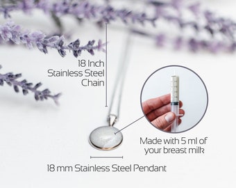Breast Milk Jewelry DIY Kit. Stainless Steel Keepsake for Breastfeeding Moms. Breastmilk Necklace
