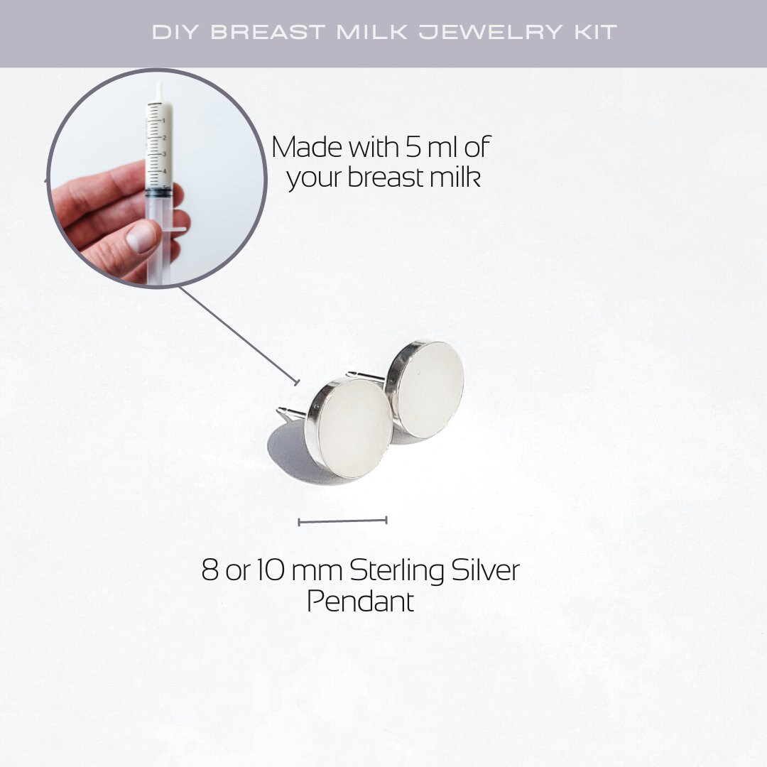 Breast Milk Jewelry DIY Kit. Sterling Silver Necklace and Post Earrings for Breastfeeding Moms. Newborn. Breastmilk Earrings Etsy UK