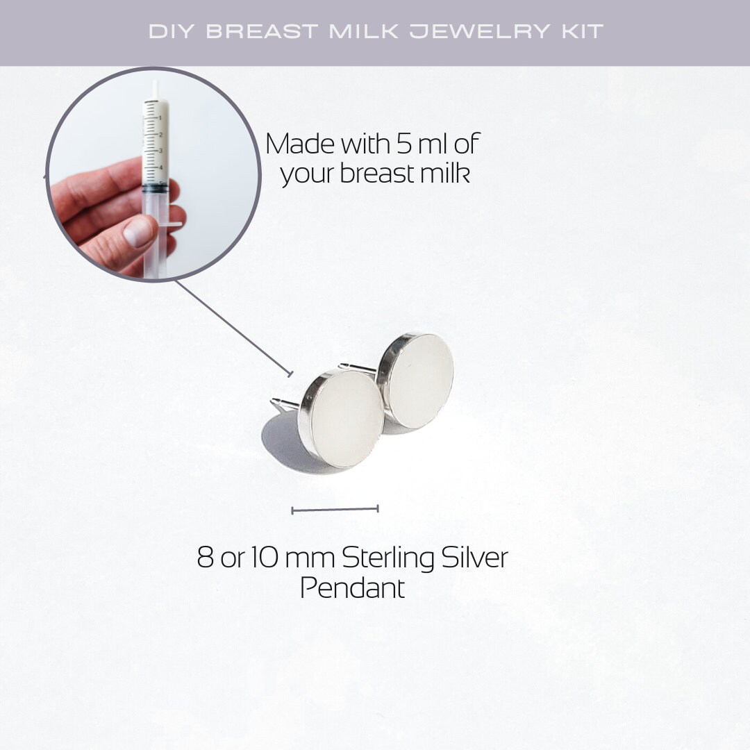 Breast Milk Jewelry DIY Kit. Sterling Silver Necklace and Post Earrings for  Breastfeeding Moms. Newborn. Breastmilk Earrings 