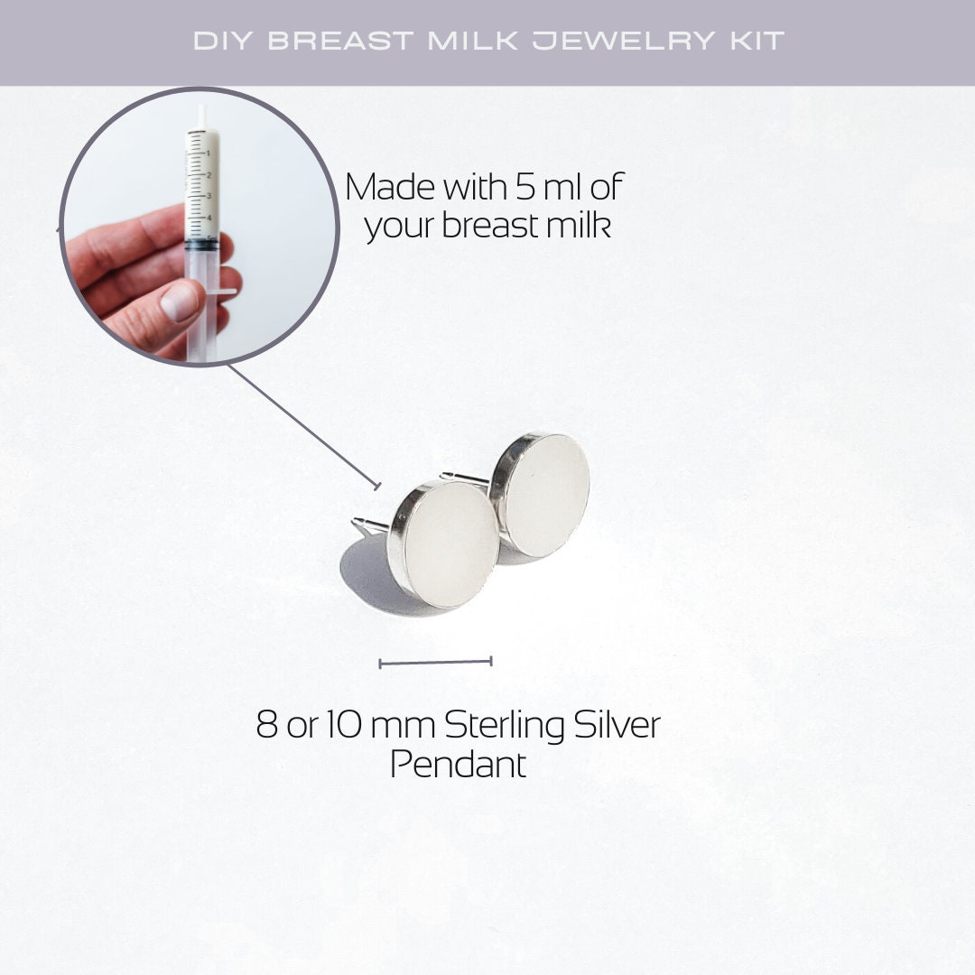 Breast Milk Jewelry DIY Kit. Sterling Silver Necklace and Post