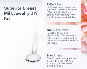 Basic DIY breastmilk jewellery kit stainless steel – White heart keepsakes