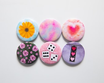 Juego de imanes con botones de enamorados