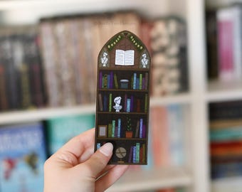 Bookshelf (With Book Details) Stained Glass Bookmark