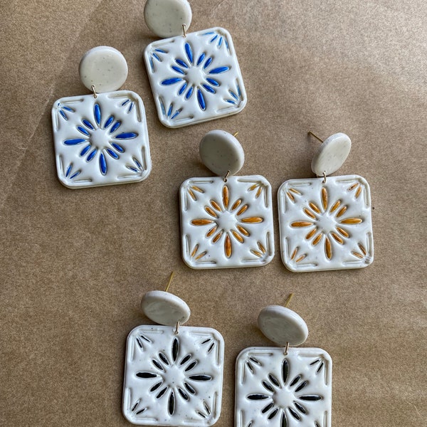 Tile Earrings Etsy