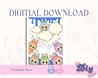 Labubuu background download| Labub u | cute kid's theme party her for him | PNG PDF Printable | wallpaper summer party| Instant Download