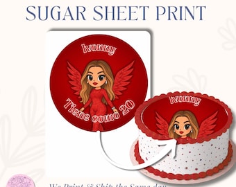 Red Karol G Cake Sugar Sheet Print Edible Cake Topper Image Round Image from frosting icing sheet Karol G inspired Ivonny bonita inspired VS