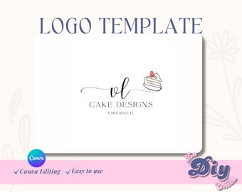Cake Business Logo | Design Logo | Bakery Logo | Baking Cake Logo | Bakery Logo Design |Editable Template| Printable| Canva Instant Download