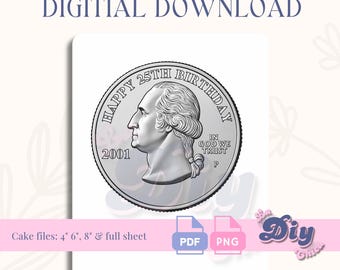 25th birthday Cake Topper | quarter cake | Birthday PNG PDF | Round Shape Printable | Instant Digital Download