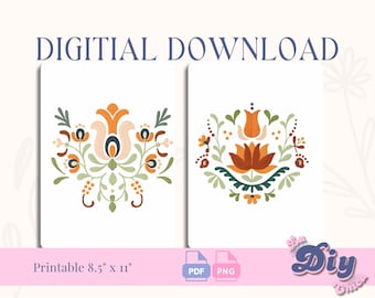 Mexican Embroidery Tiles Digital Download | Talavera frame| Blue Azul Vibrant| Ornamental Image | PNG PDF Printable | Instant Download