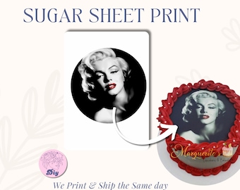 Marilyn Monroe Sugar Sheet Print | Vintage Icon Cake Topper | Classic Hollywood Pose | Edible Frosting Image for Birthday Party Fans
