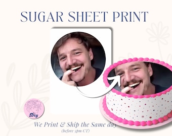 Pedro Pascal Sugar Sheet Print Edible Cake Topper Image Round Image frosting icing sheet birthday kiss