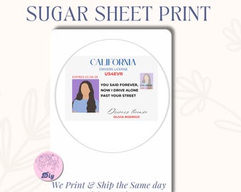 Olivia Rodrigo Sheet Print Edible Cake Topper Round Image frosting icing sheet birthday lyrics 16th sweet 16 bday