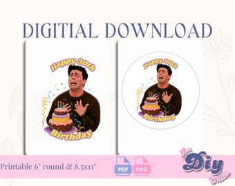 Joey Friends 30th Birthday Cake Topper |  Why God Why? Funny TV Quote PNG Round Printable pdf | Instant Digital Download