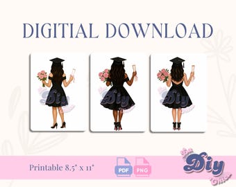 Graduation Girl | Clipart Graduation | Clipart High School College Senior Clipart | Students Graduation print File| Instant Digital DOWNLOAD