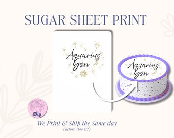 Gold Zodiac Sugar Sheet: Edible Horoscope Cake Topper
