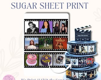 Edible Film reel cake Strips for Round Cakes | 4"–12" Cakes | Custom Edible Image Cake Wraps Edible Image | Personalized Party Decoration