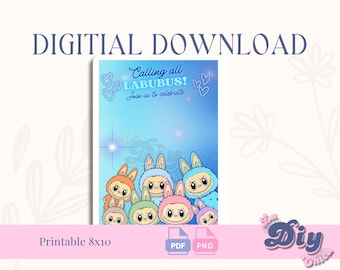 Labubuu background download| Labub u | cute kid's theme party her for him | PNG PDF Printable | wallpaper summer party| Instant Download