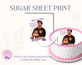 Joey Friend Sugar Sheet Print Edible Cake Topper Image Round Image 90s tv show frosting icing sheet