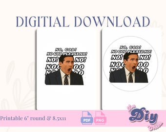 Michael Scott The Office Meme Cake Topper | Nooo! PNG PDF | Funny Birthday | Round Shape Printable | Instant Digital Download