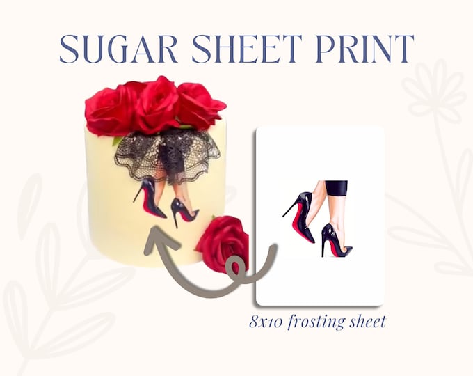 Featured listing image: Sugar Sheet High heels Print -  Red bottoms - Classy elegant cake edible sheet for cake