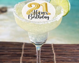 Luxury Edible Cocktail toppers – Custom 21st Bday Drink Topper – Premium Event Drink Decor