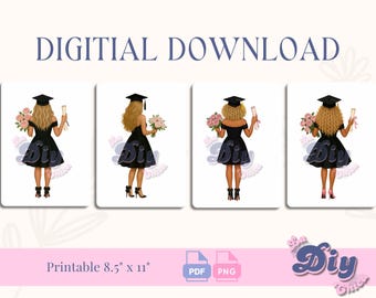 Graduation Girl | Clipart Graduation | Clipart High School College Senior Clipart | Students Graduation print File| Instant Digital DOWNLOAD