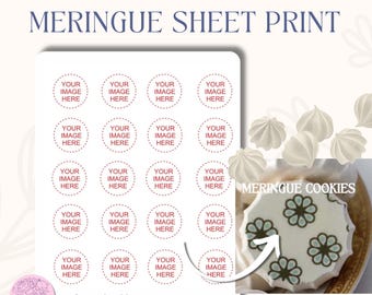 Custom Meringue Cookie Transfer Sheet 8.5x11 | Your Image, Logo, or Artwork | Edible Design
