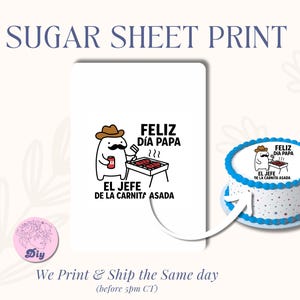 Father's Day Sugar Sheet | Print Edible Cake Topper | Image Round Image frosting icing sheet Feliz dia papa | Dad papi el jefe Viejo pastel
