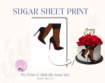 Sugar Sheet High heels Print -  Brown skin - Classy elegant cake edible sheet for cake for her